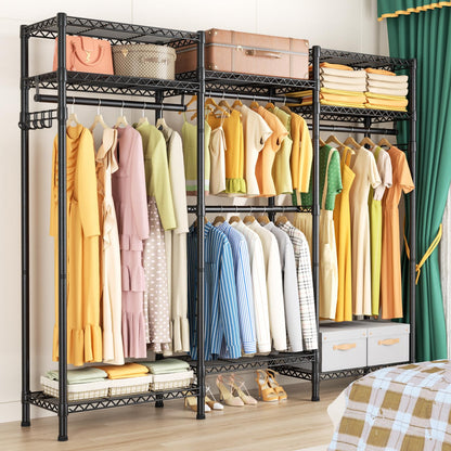 Heavy Duty Large Garment Rack with Shelves & Rods