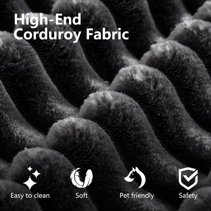 106" L-Shaped Corduroy Sofa – Black