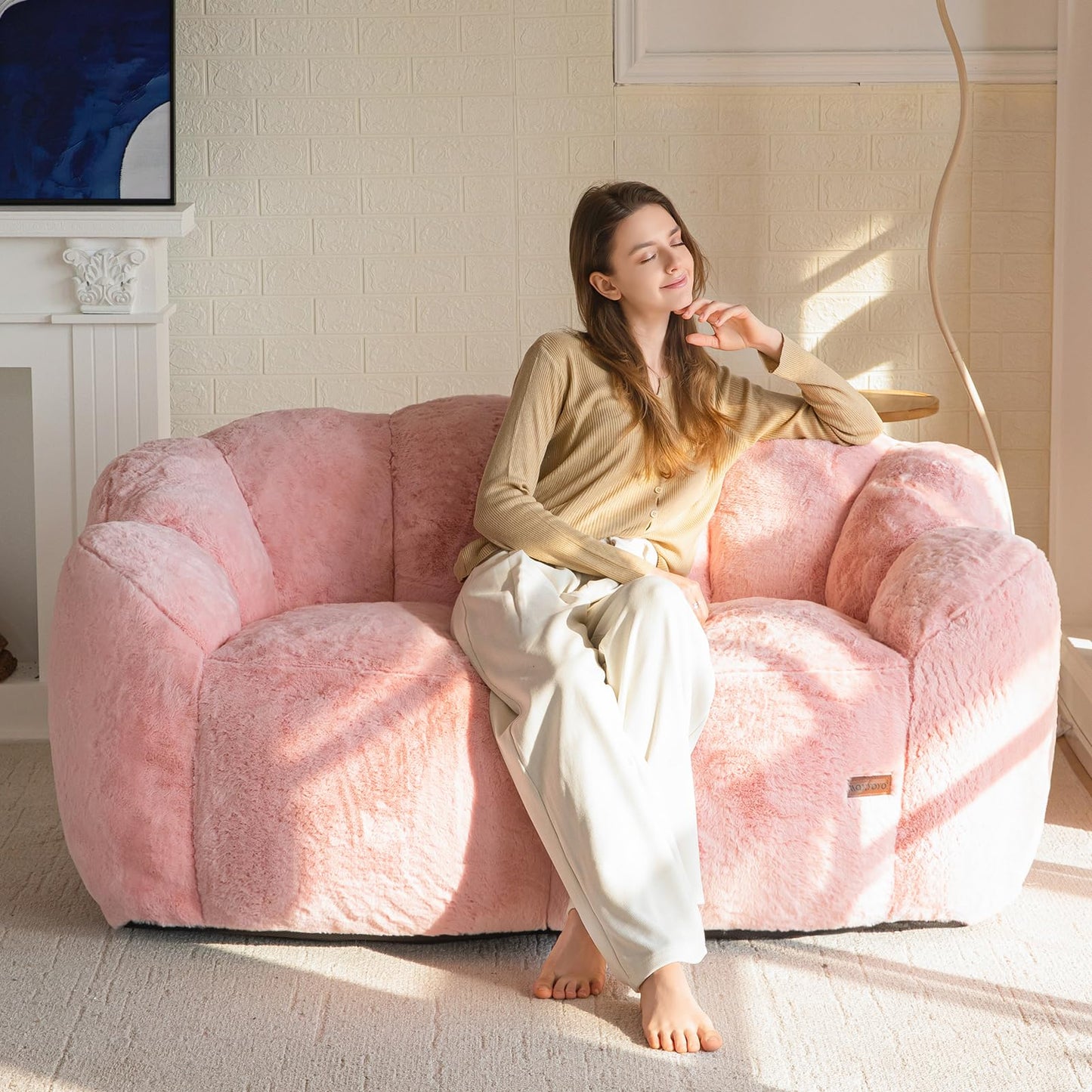 MAXYOYO Floral Bean Bag Chair – Beige