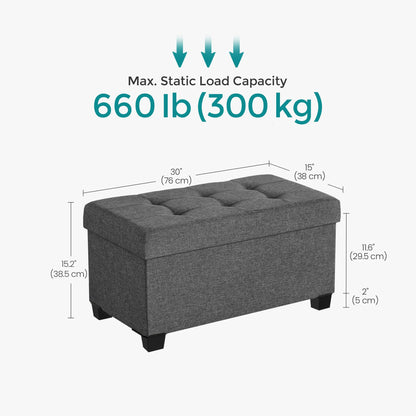 SONGMICS Foldable Storage Ottoman Bench, 15"x43"x15.7"