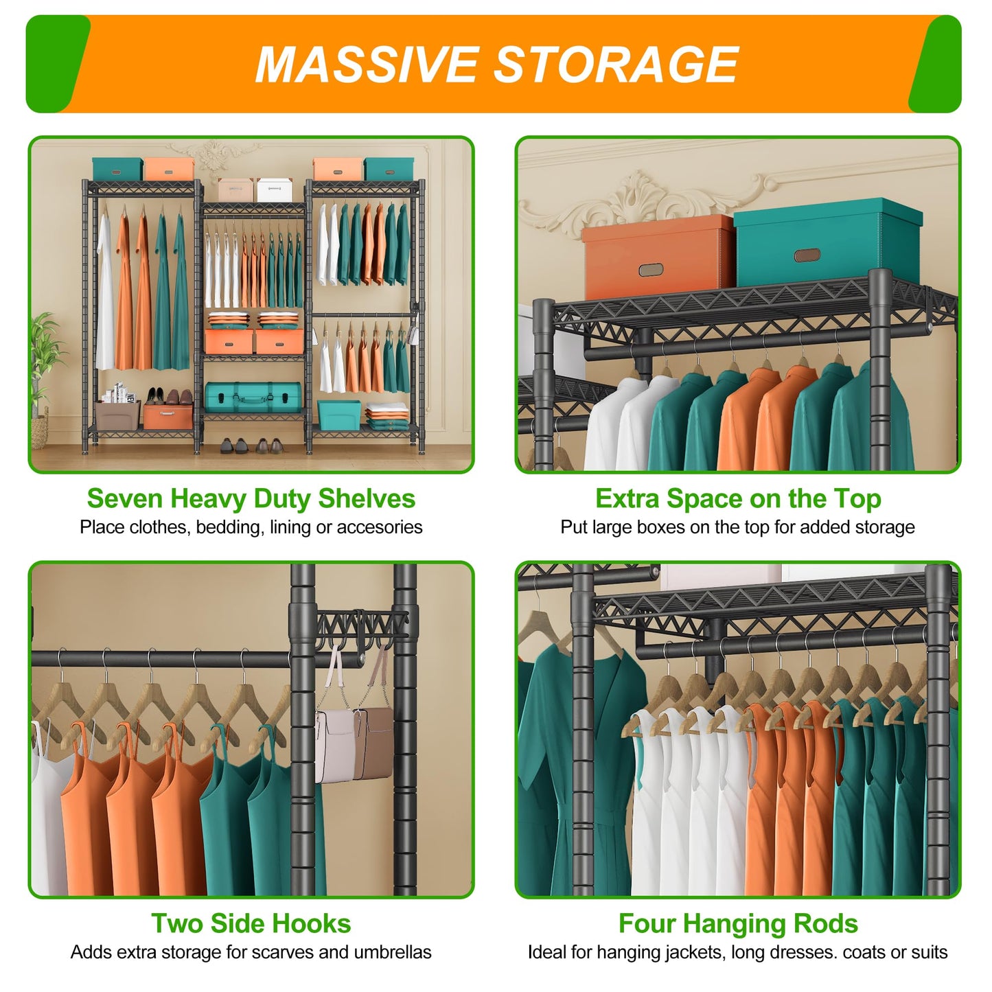 PUNION 7-Tier Portable Garment Rack