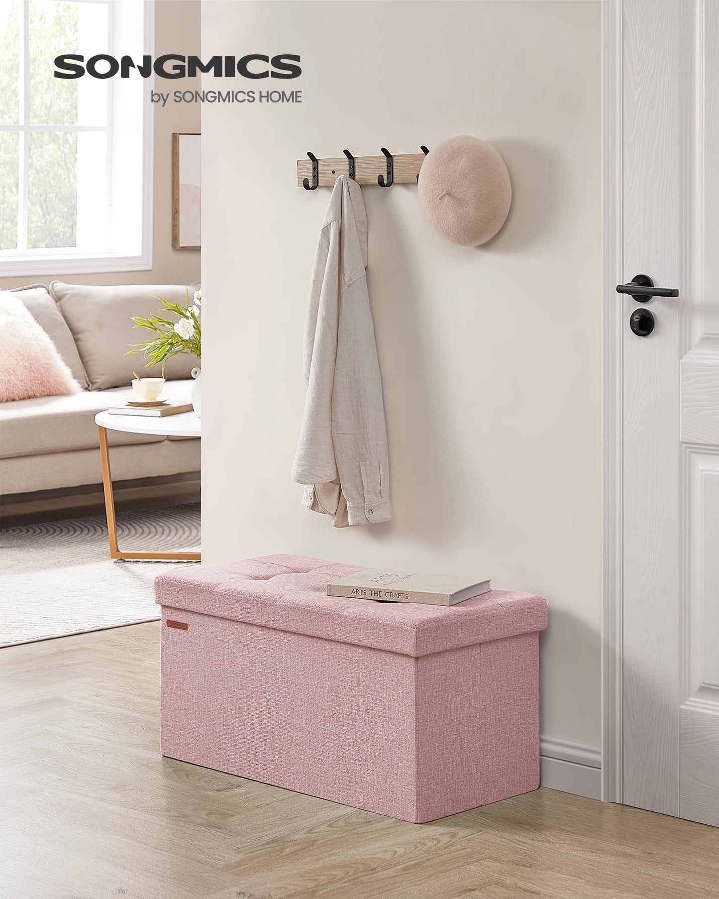 SONGMICS MAZIE 43" Folding Storage Ottoman Bench