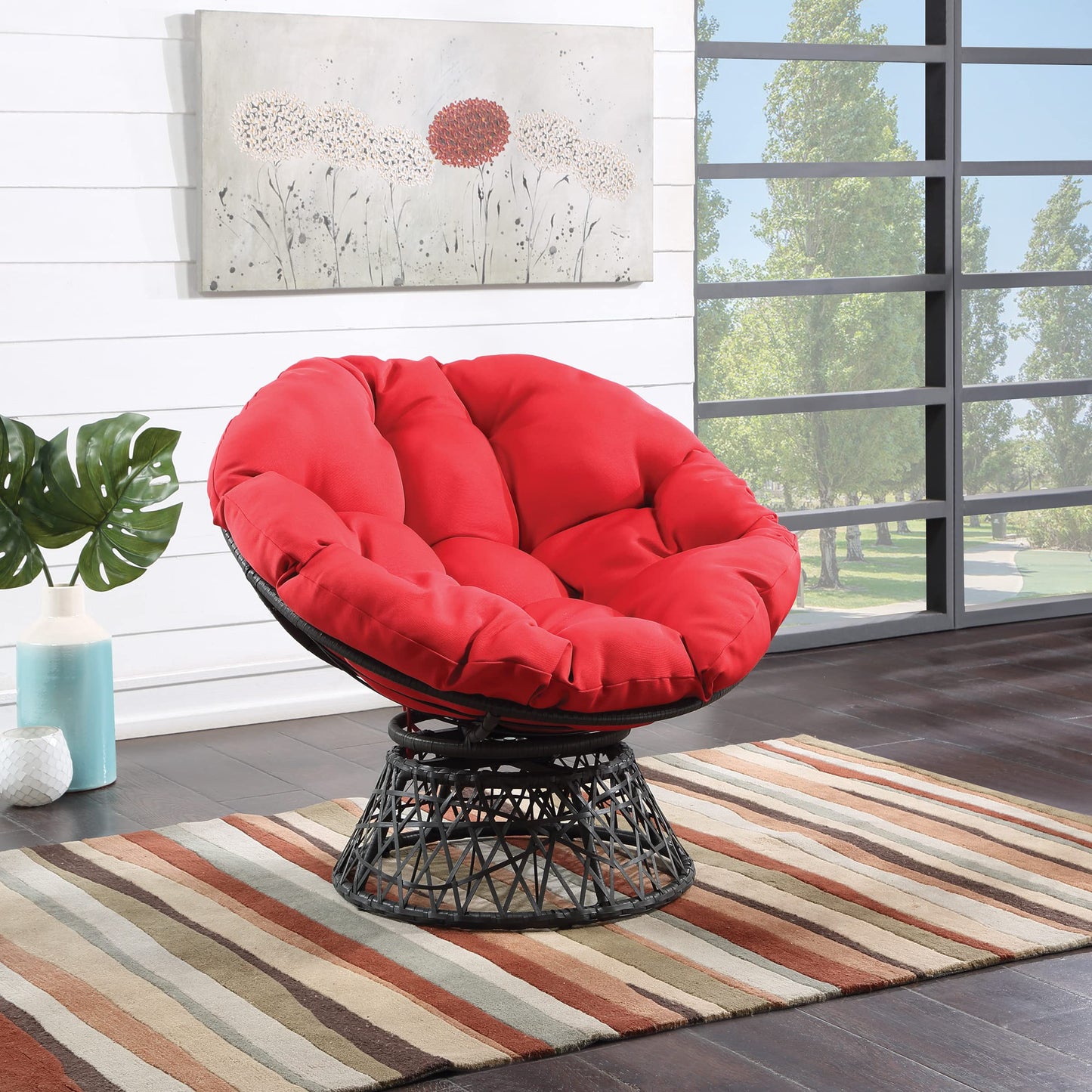 OSP Swivel Papasan Chair White