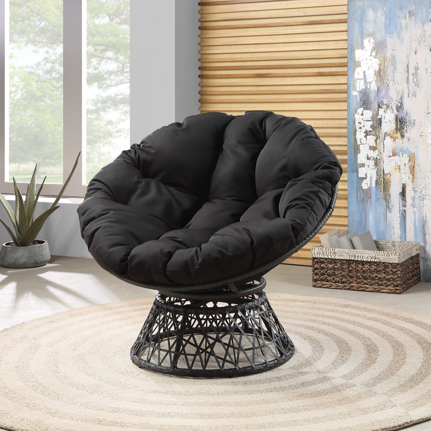 OSP Swivel Papasan Chair White
