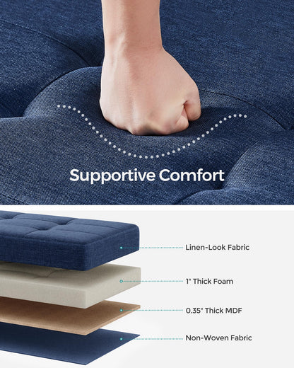 SONGMICS Foldable Storage Ottoman Bench, 15"x43"x15.7"