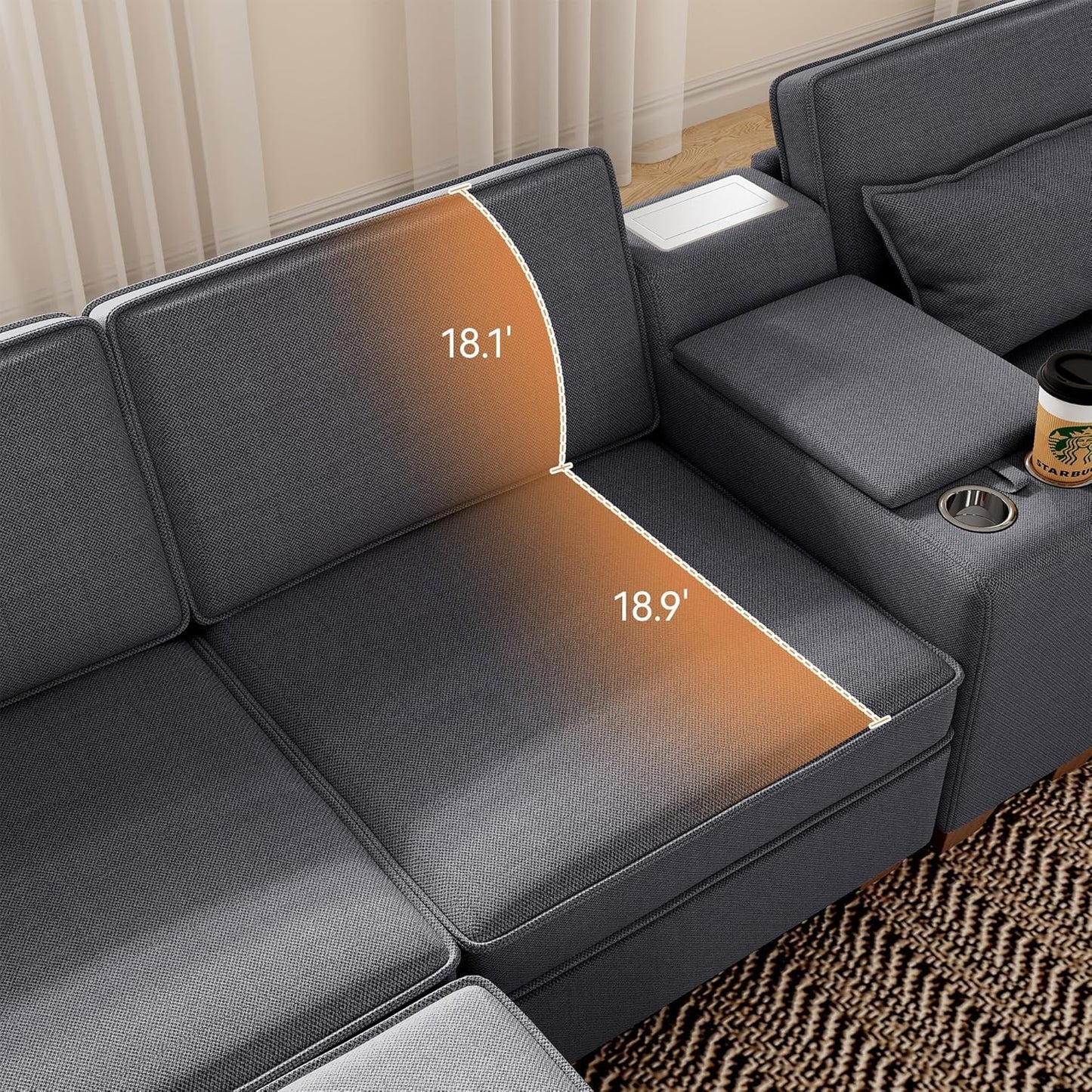 Modular Sofa with Storage – Grey