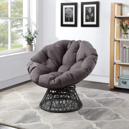 OSP Swivel Papasan Chair White