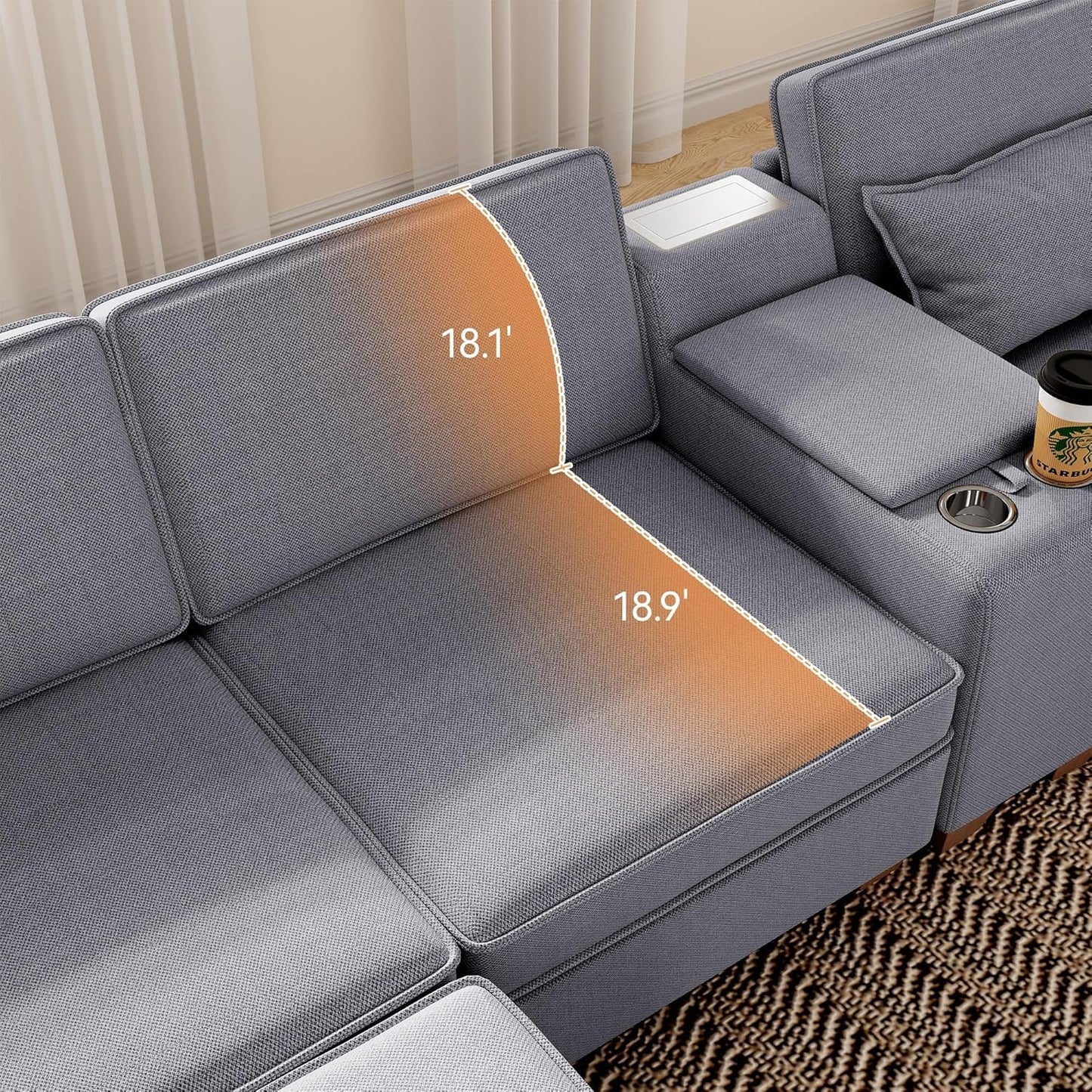 Modular Sofa with Storage – Grey