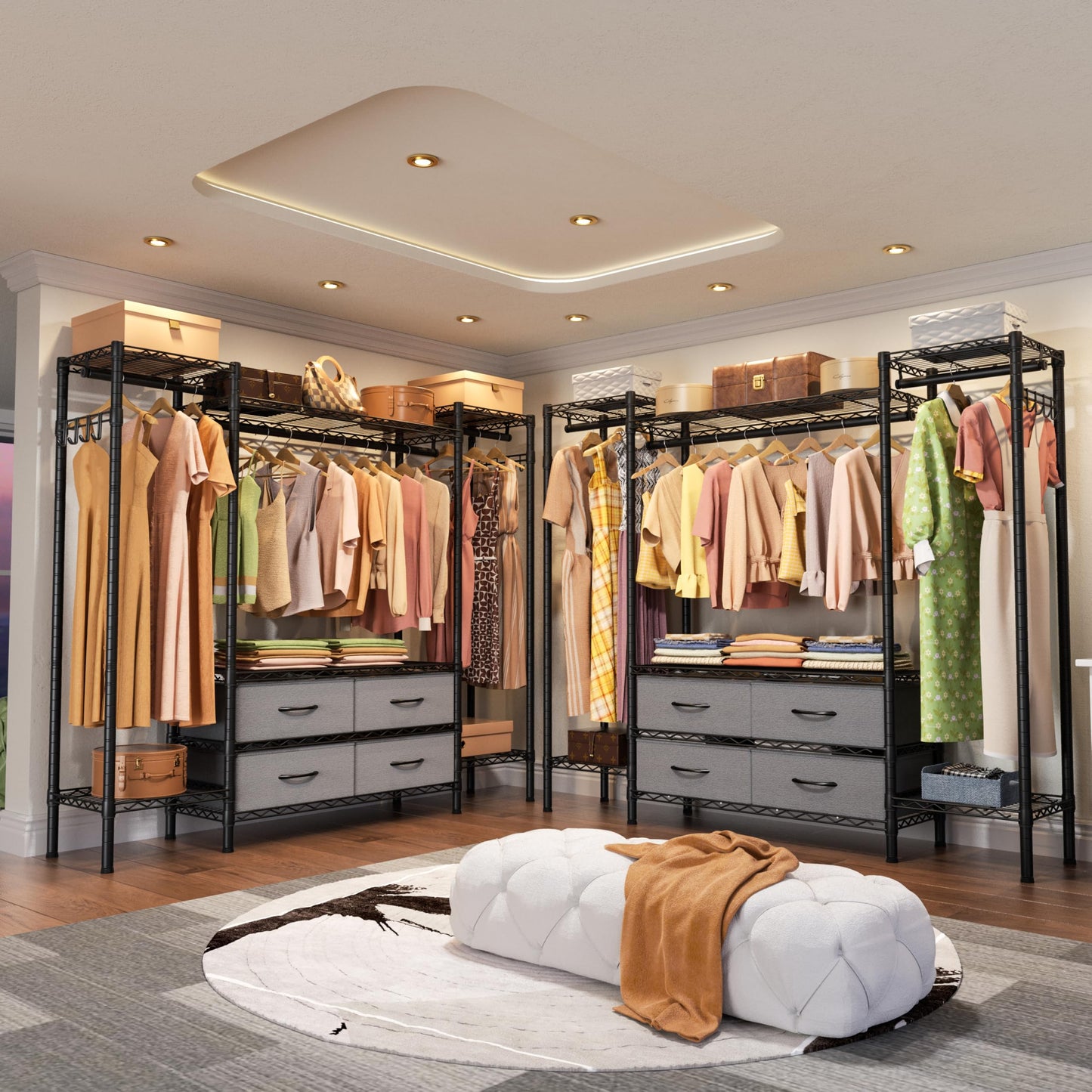 Heavy Duty Large Garment Rack with Shelves & Rods