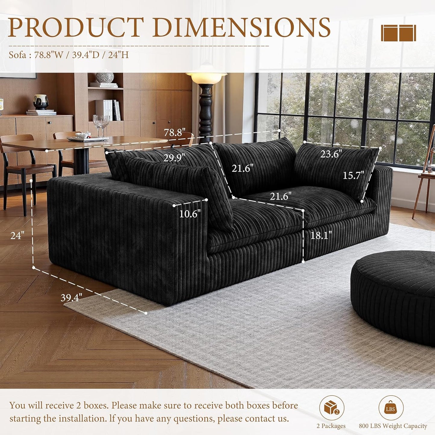 118" Modular Sofa – Black