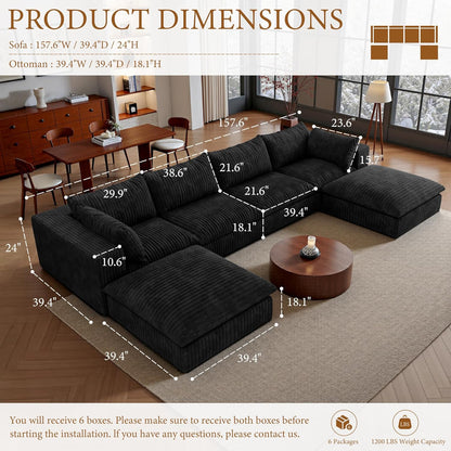 118" Modular Sofa – Black