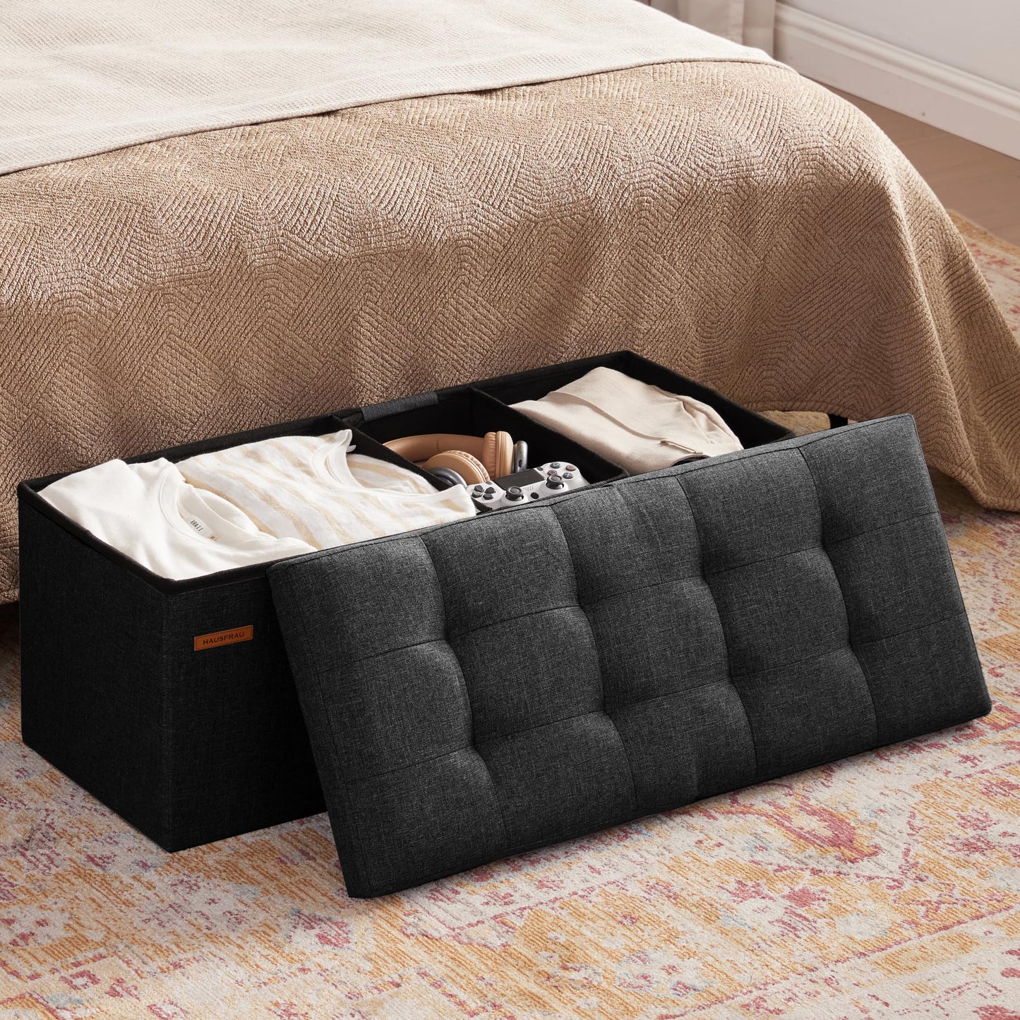 HAUSFRAU 31.5" Storage Ottoman Bench
