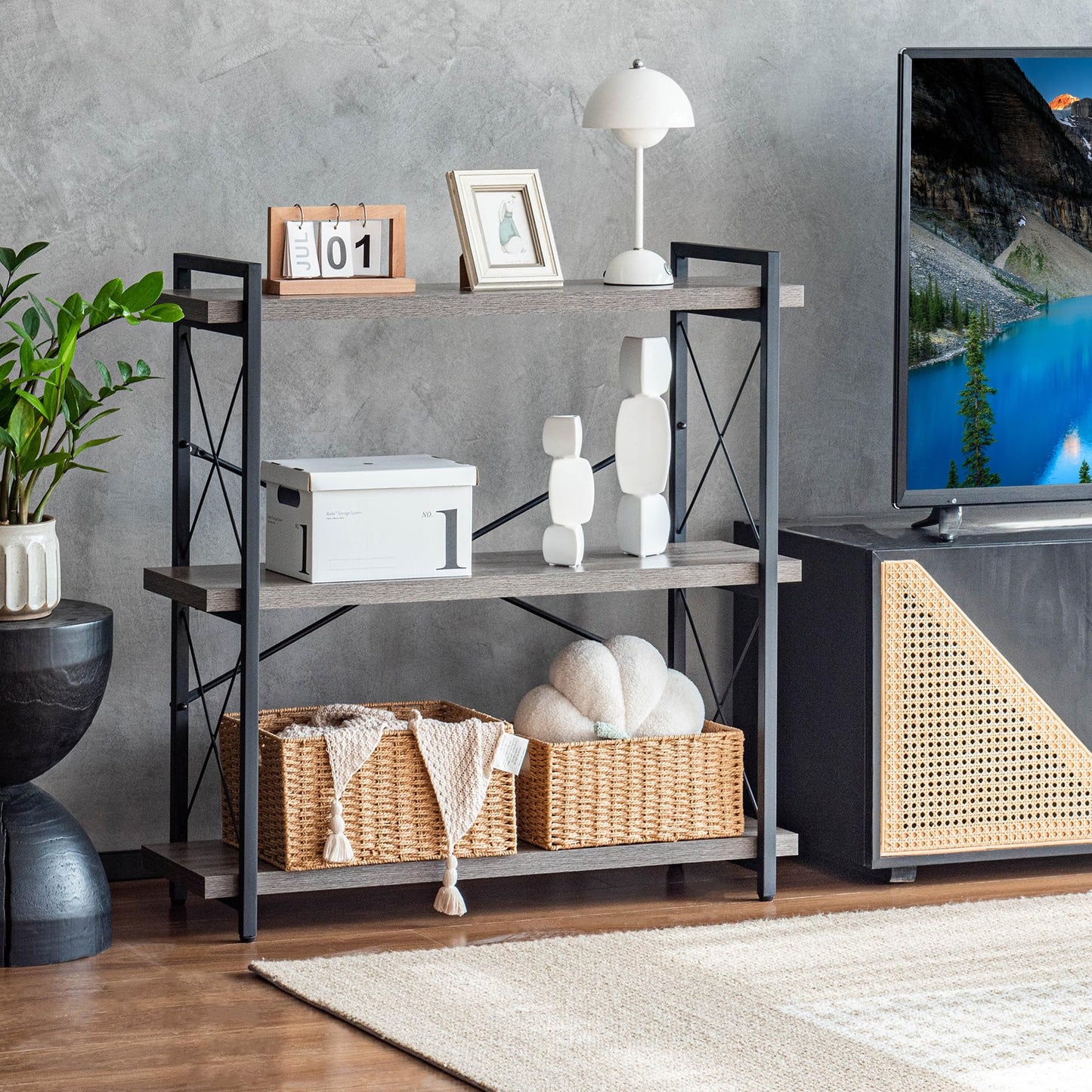 HCHQHS 4-Tier Industrial Bookshelf