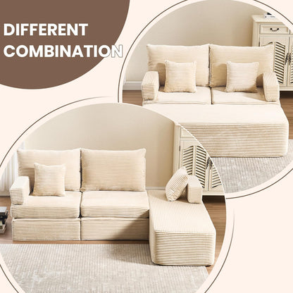 59" Chaise Lounge Sofa with Ottoman