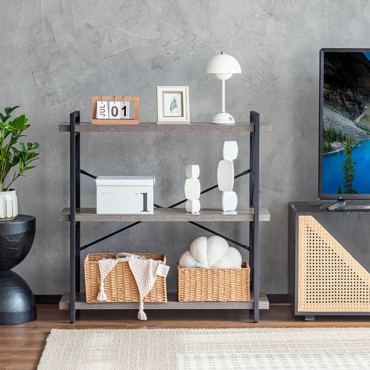 HCHQHS 4-Tier Industrial Bookshelf