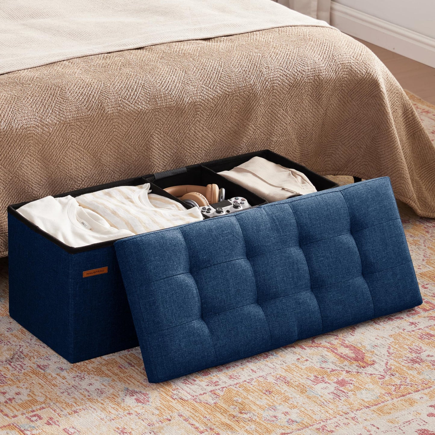 HAUSFRAU 31.5" Storage Ottoman Bench