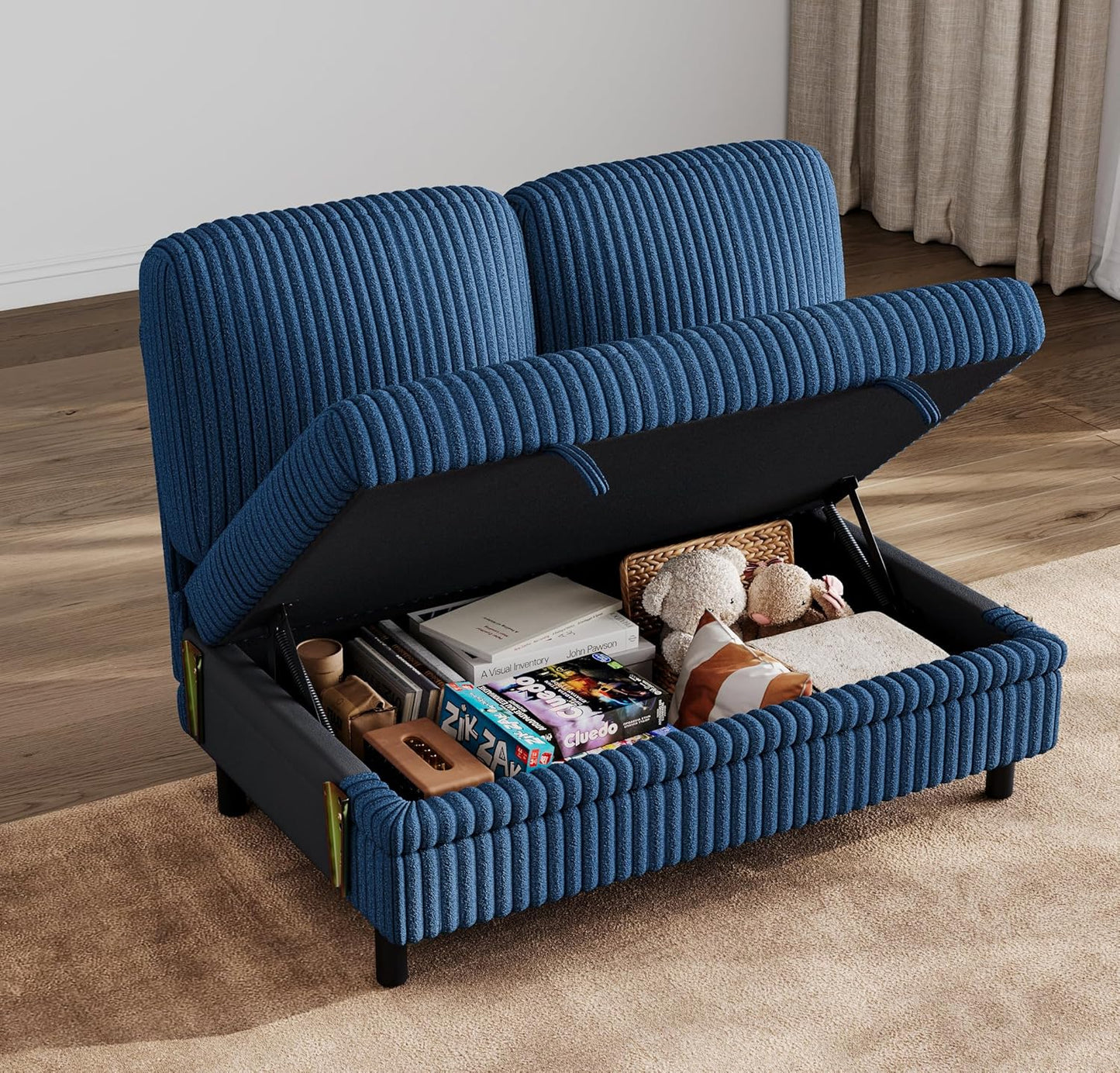 LINSY HOME Blue Sleeper Sofa