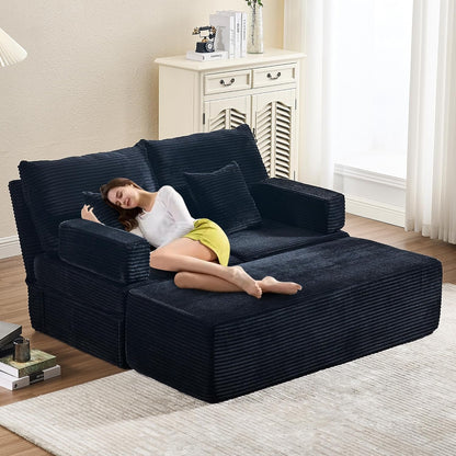 59" Chaise Lounge Sofa with Ottoman