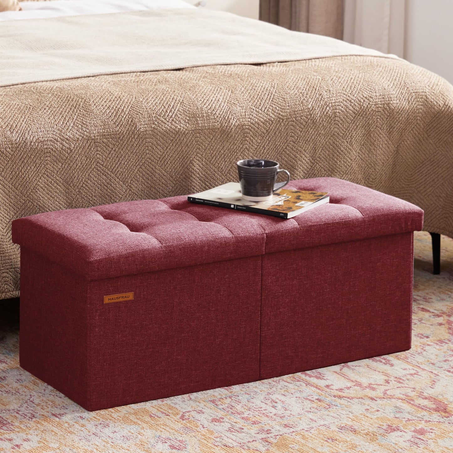 HAUSFRAU 31.5" Storage Ottoman Bench