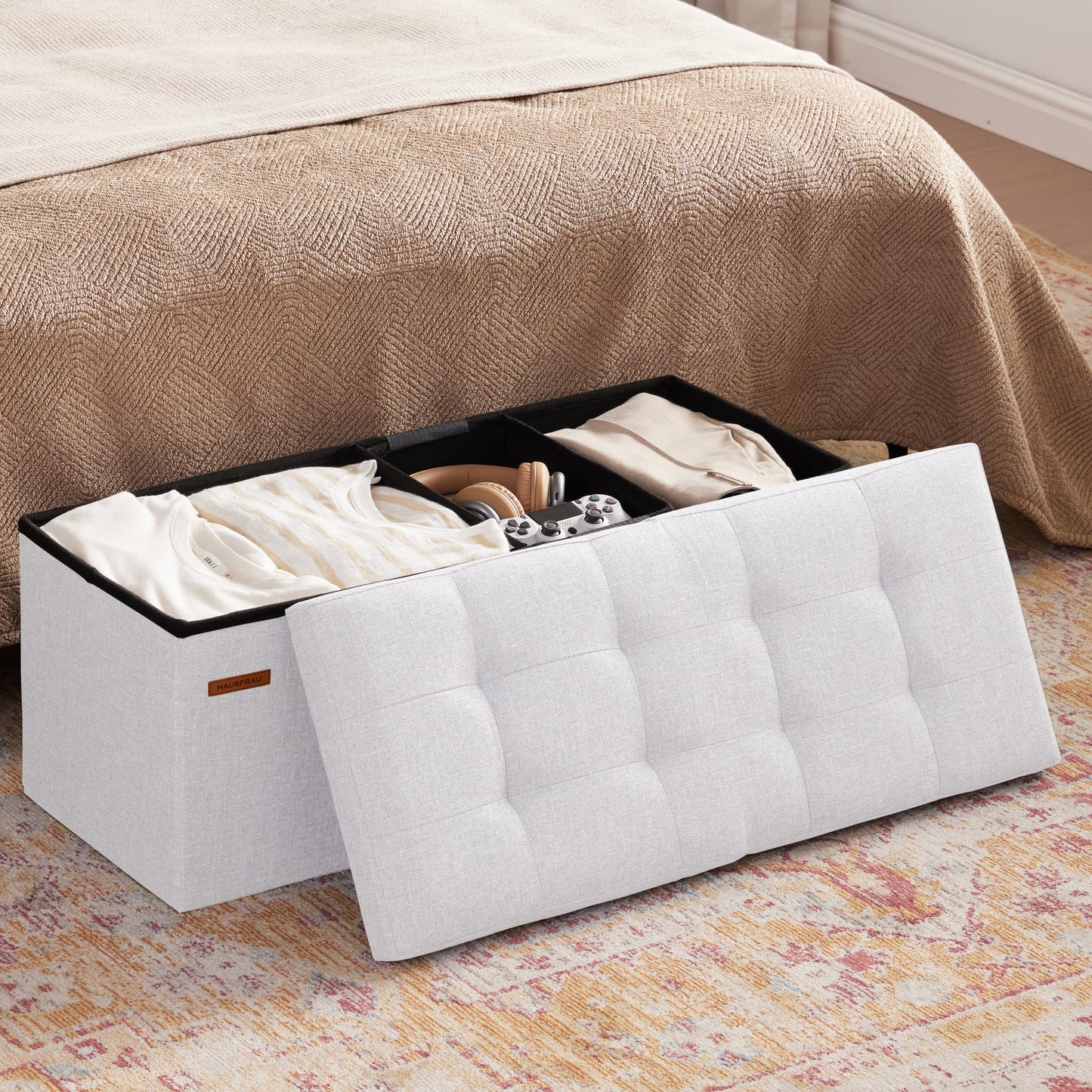 HAUSFRAU 31.5" Storage Ottoman Bench