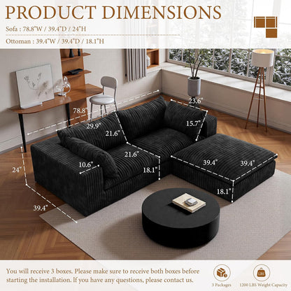 118" Modular Sofa – Black