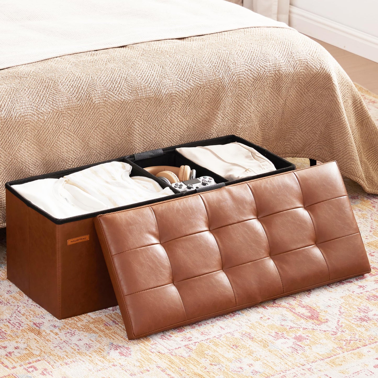 HAUSFRAU 31.5" Storage Ottoman Bench