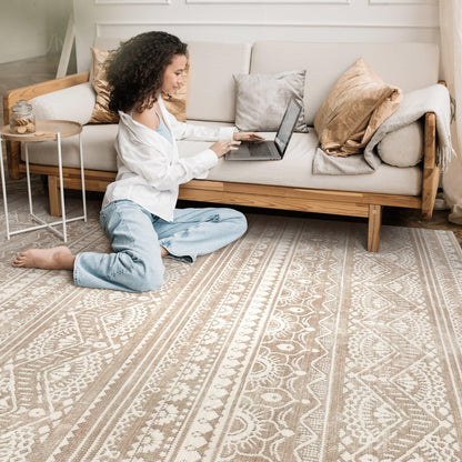 Tortania 9x12 Rug – Boho Cream Brown