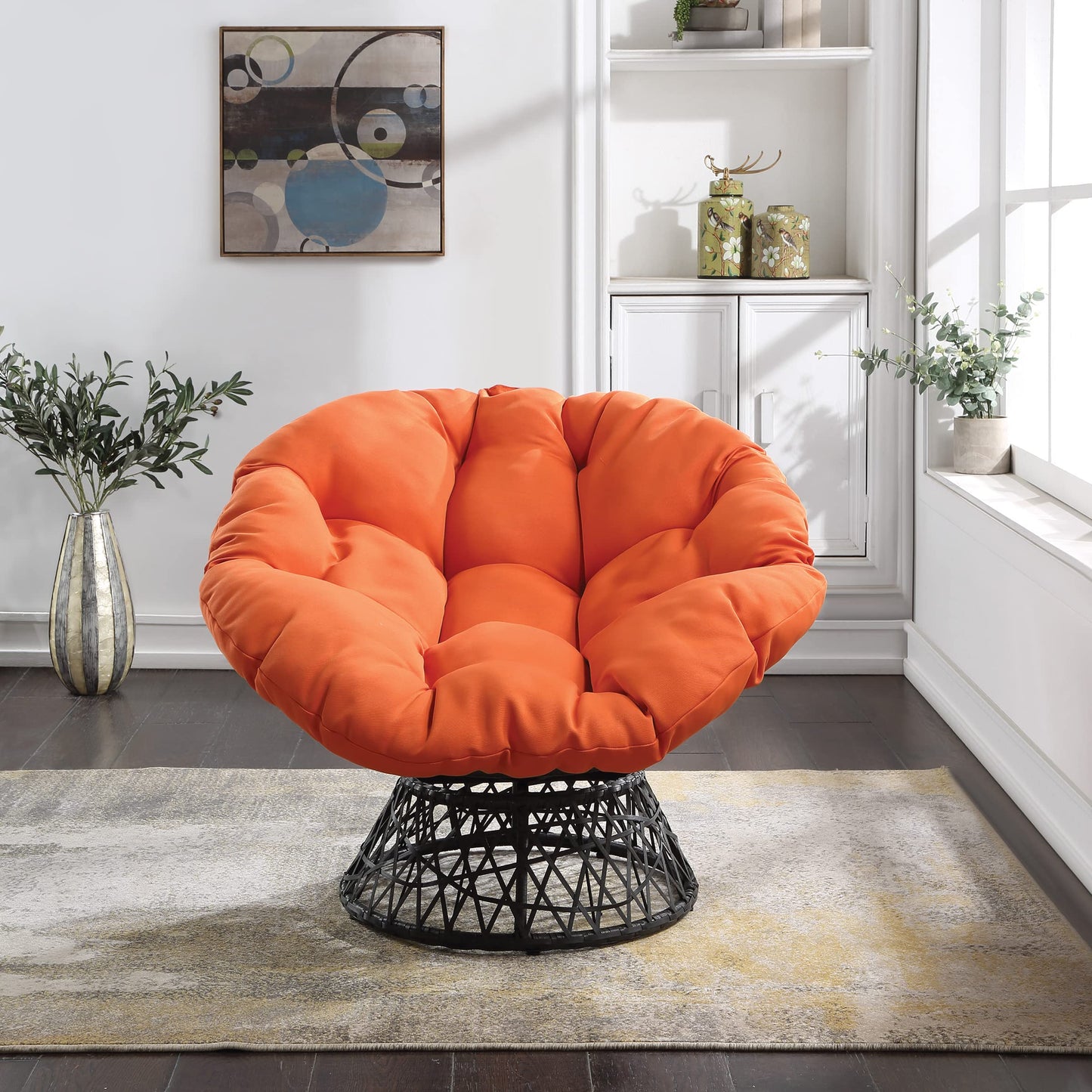 OSP Swivel Papasan Chair White