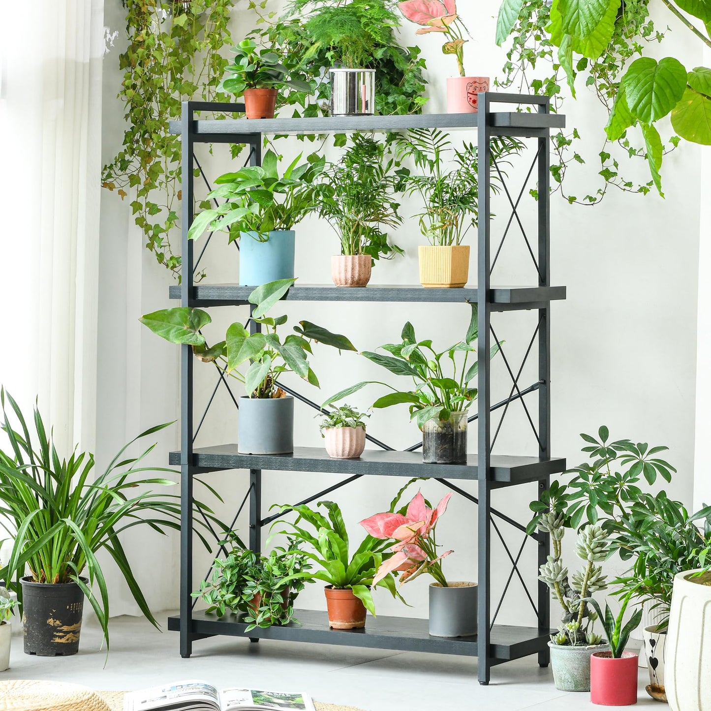 HCHQHS 4-Tier Industrial Bookshelf