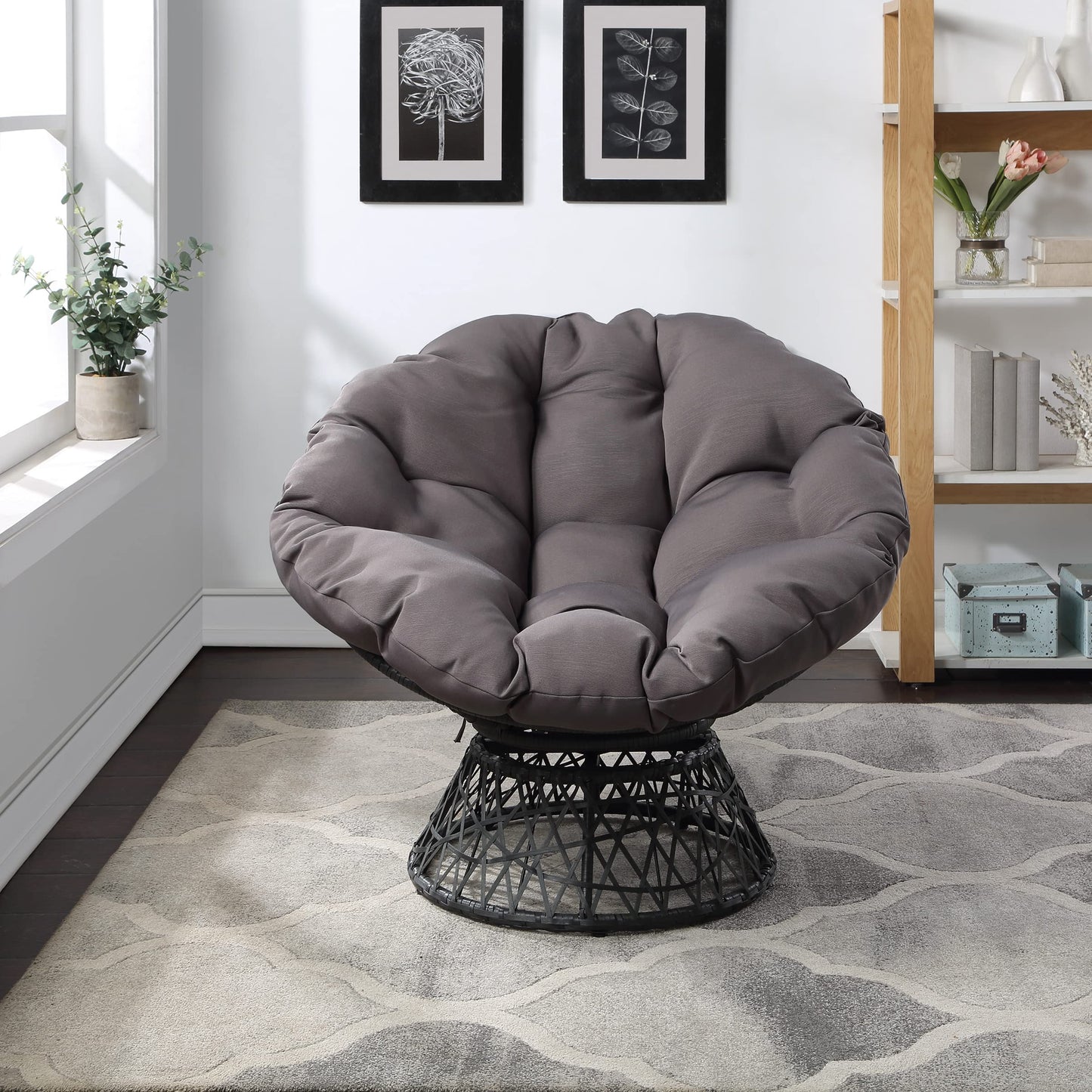 OSP Swivel Papasan Chair White