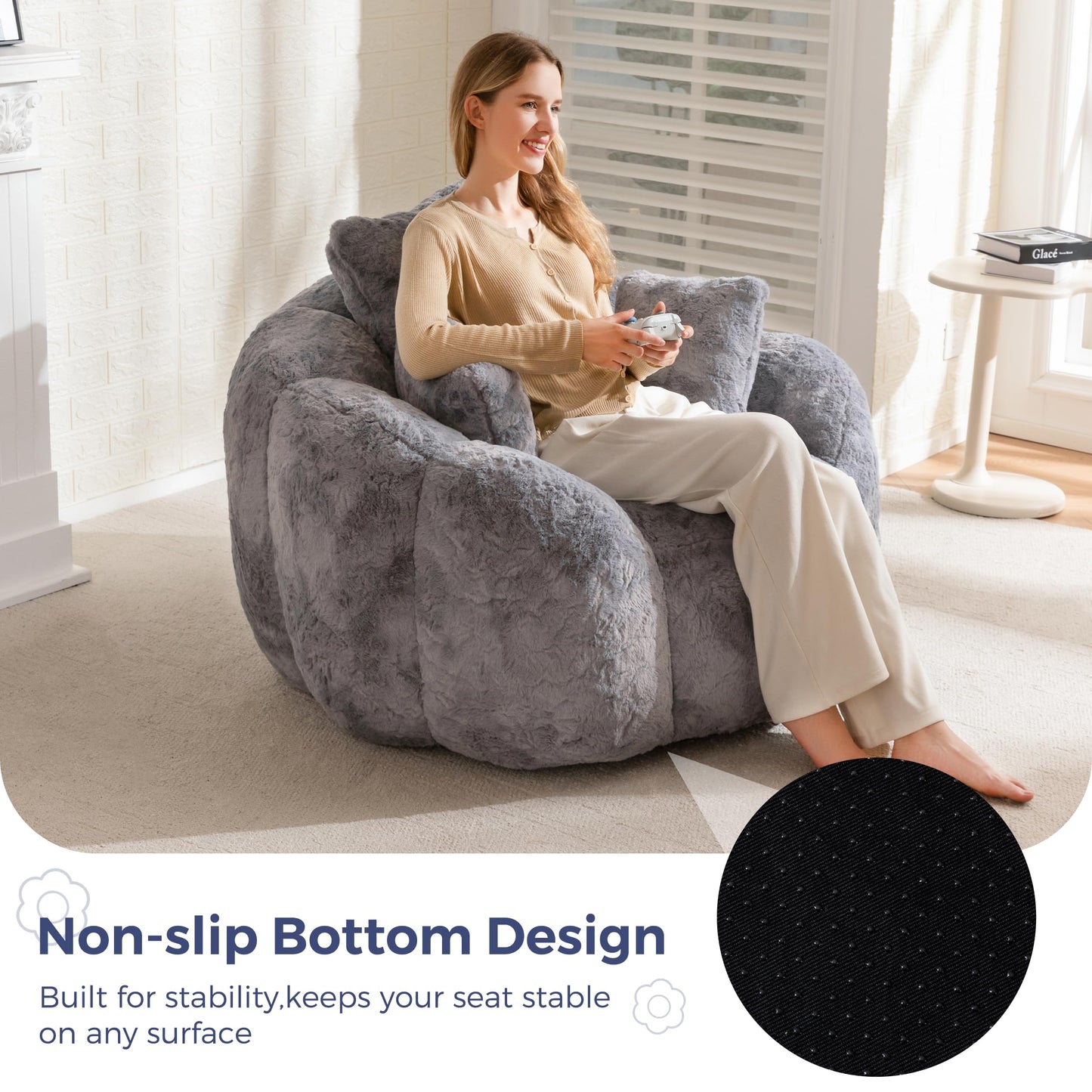 MAXYOYO Floral Bean Bag Chair – Beige