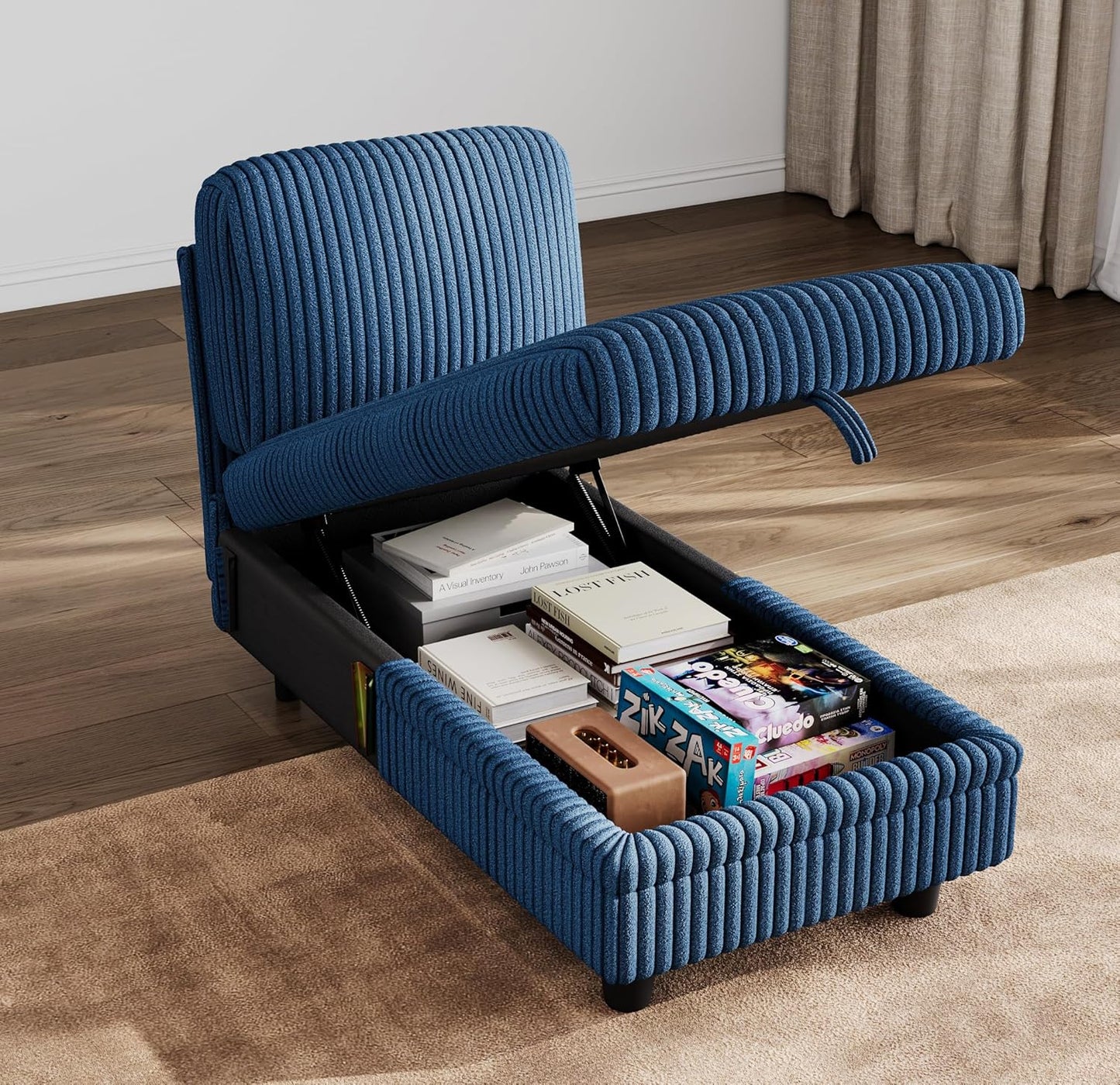 LINSY HOME Blue Sleeper Sofa