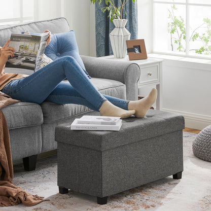 SONGMICS Foldable Storage Ottoman Bench, 15"x43"x15.7"