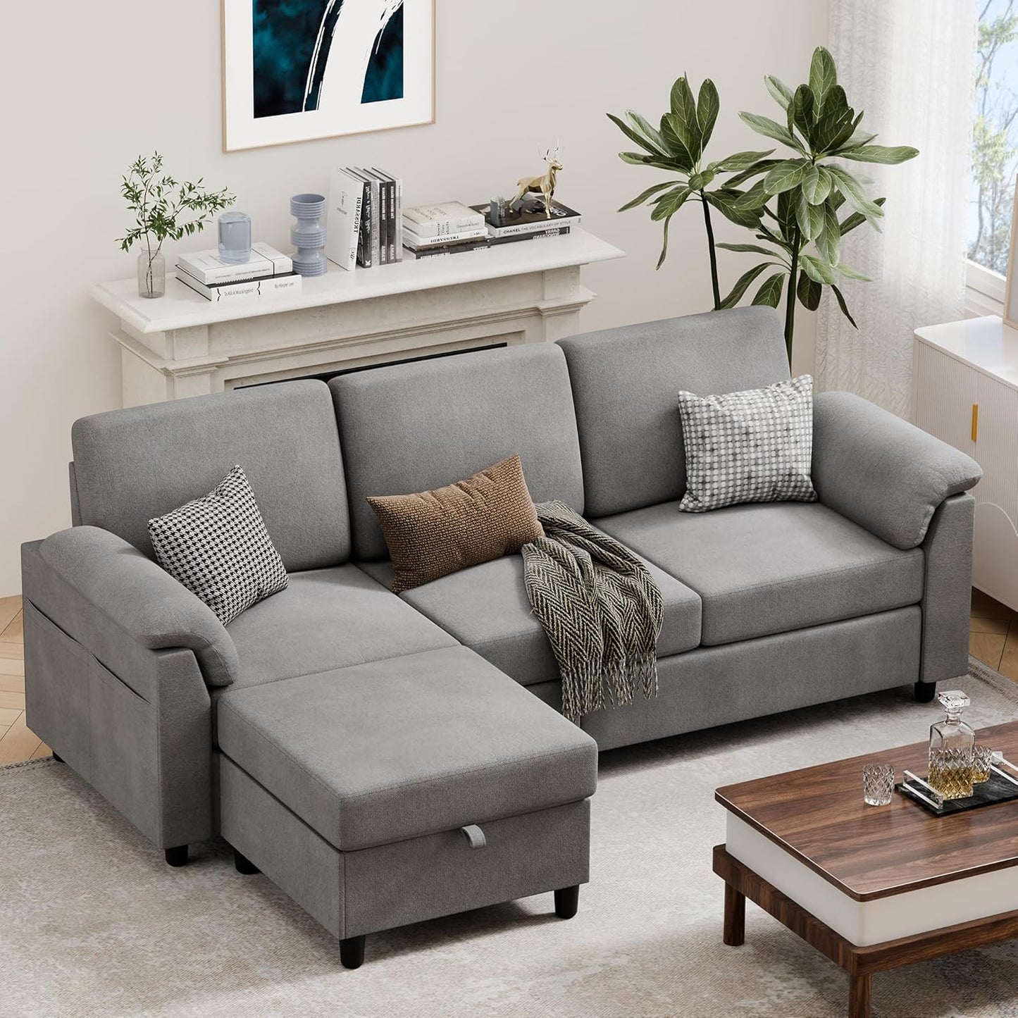 Vongrasig 79" L-Shaped Sofa, Grey