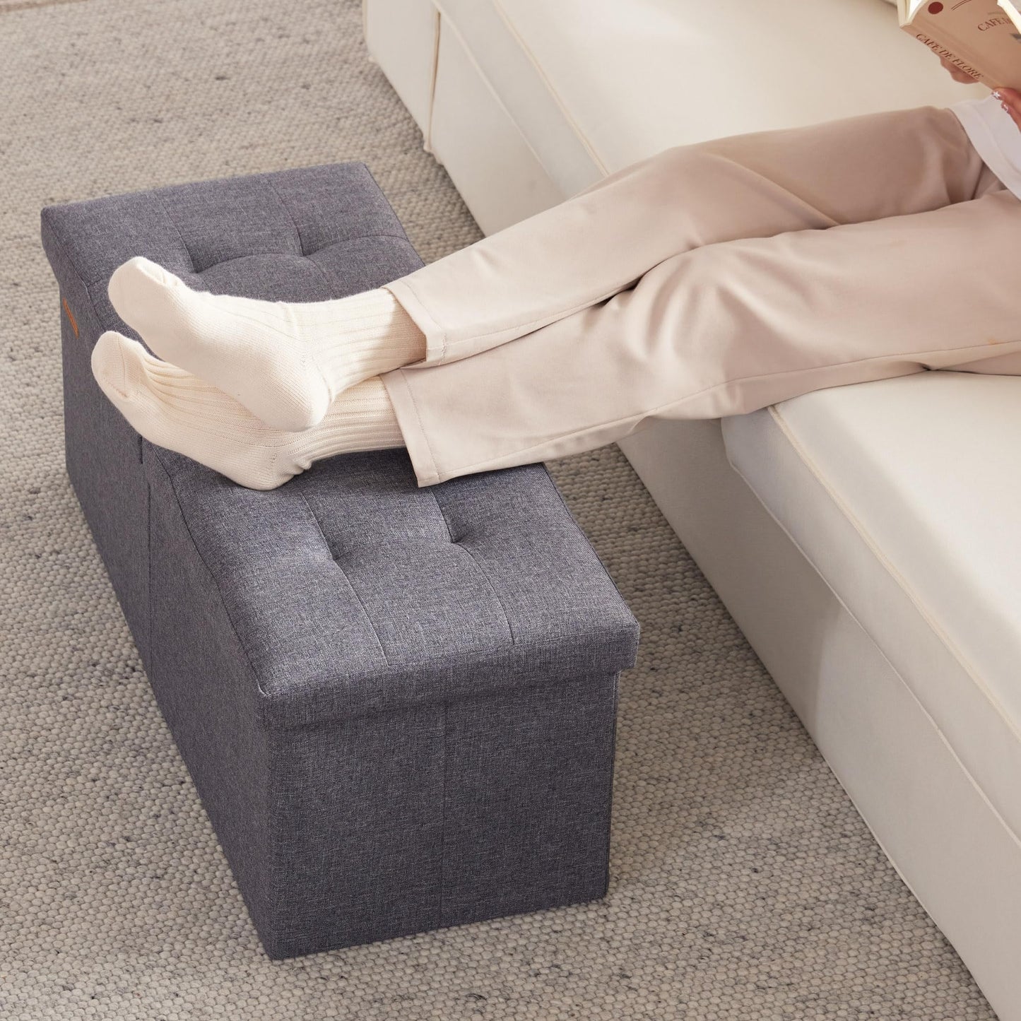 HAUSFRAU 31.5" Storage Ottoman Bench