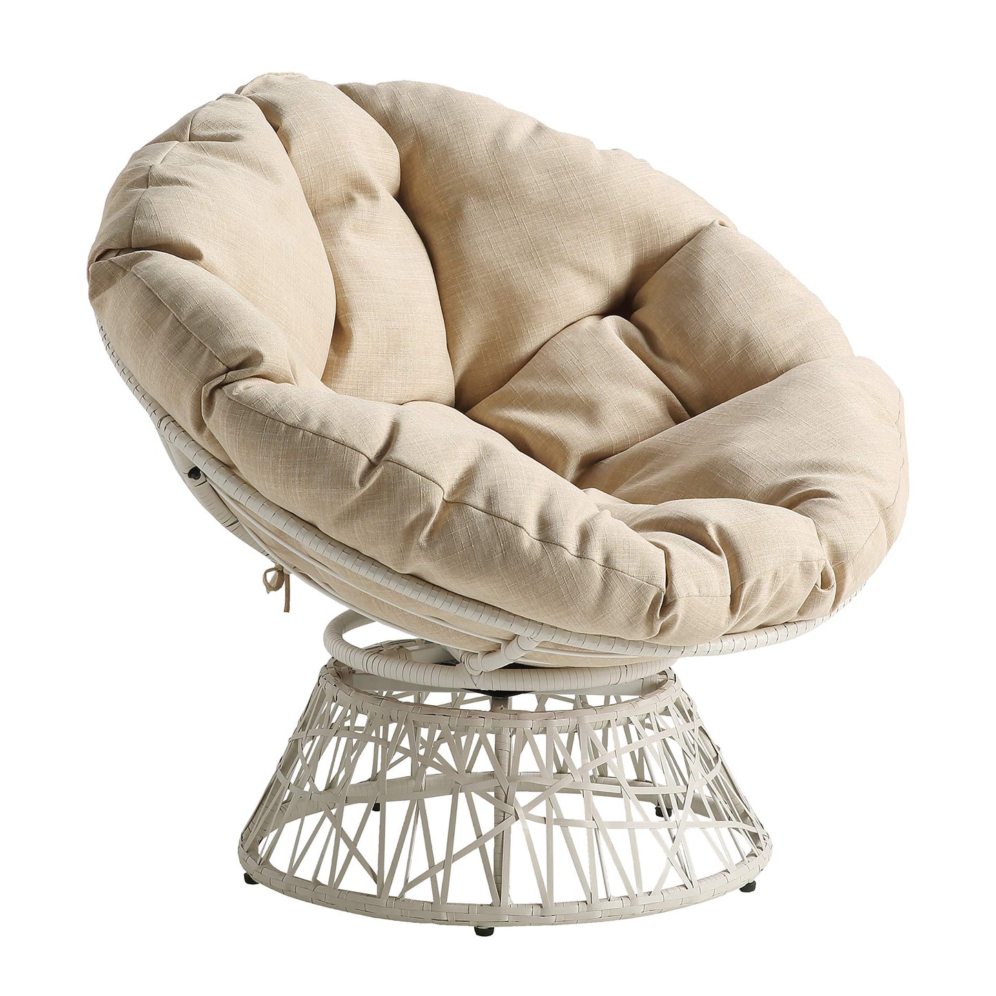OSP Swivel Papasan Chair White