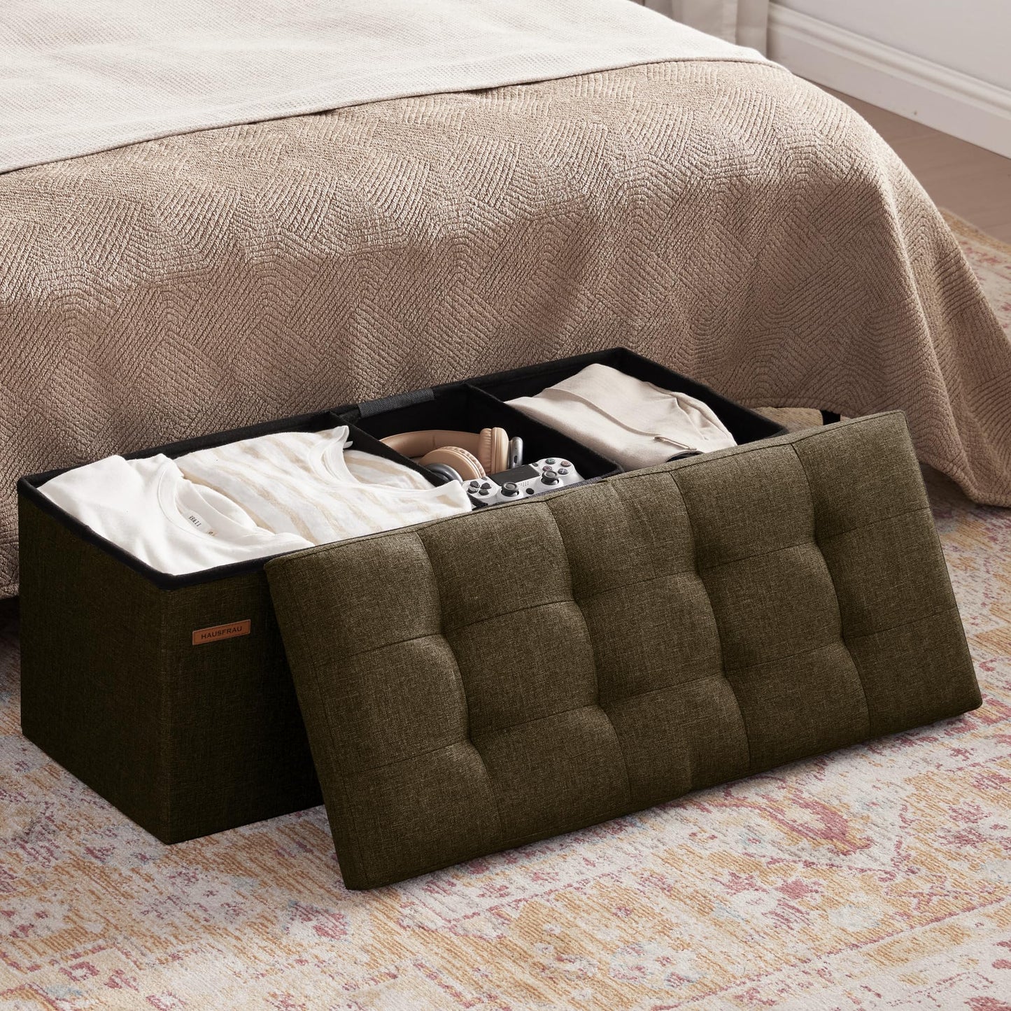 HAUSFRAU 31.5" Storage Ottoman Bench