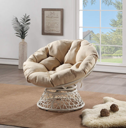 OSP Swivel Papasan Chair White