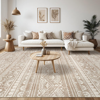 Tortania 9x12 Rug – Boho Cream Brown