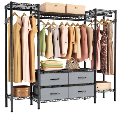 Heavy Duty Large Garment Rack with Shelves & Rods