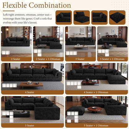 118" Modular Sofa – Black