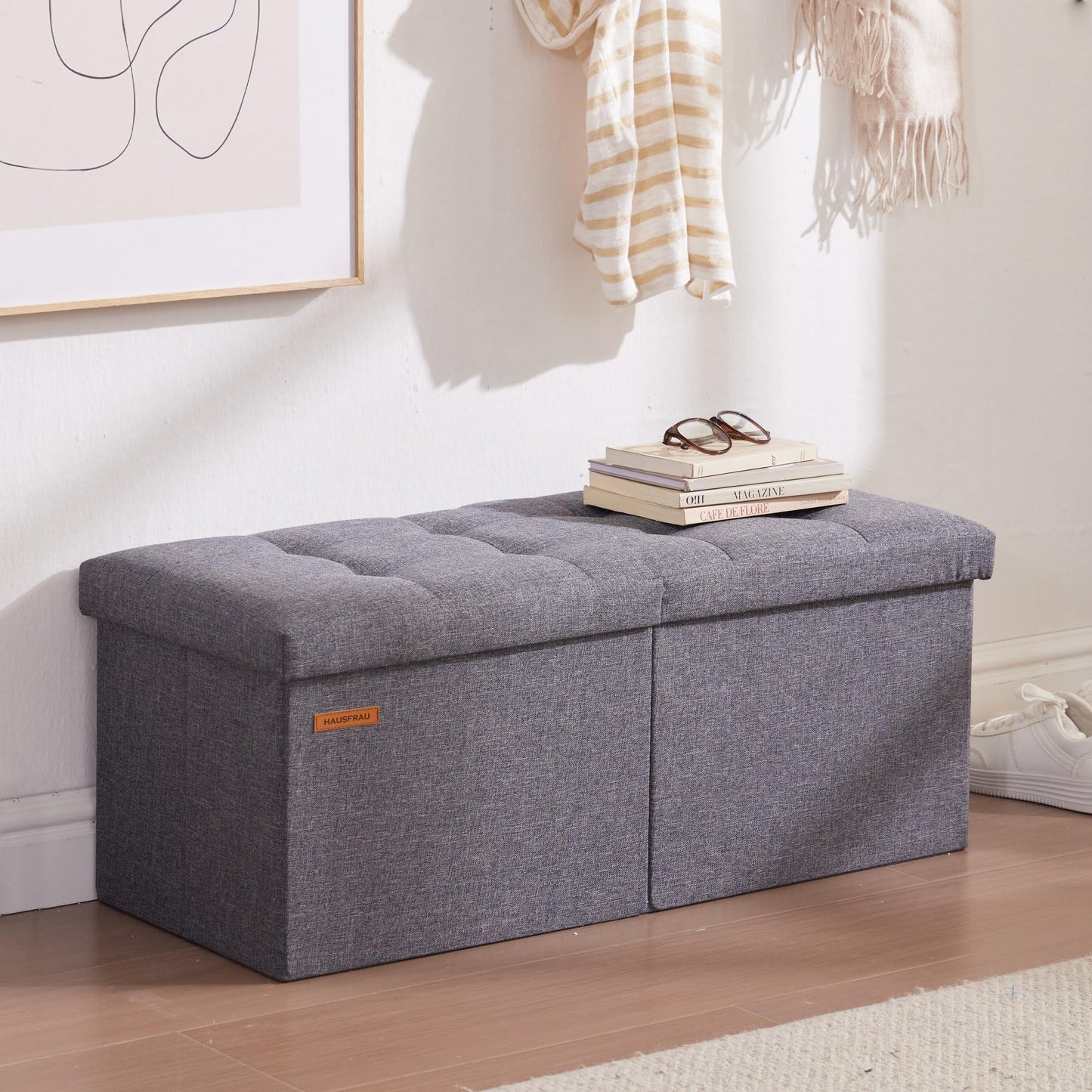 HAUSFRAU 31.5" Storage Ottoman Bench