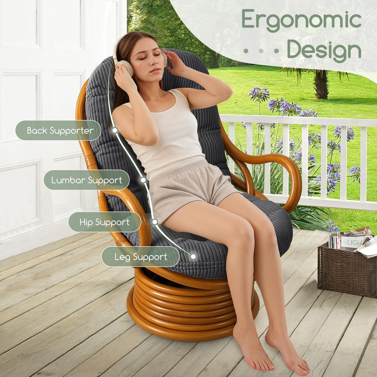 HIGOGOGO Papasan Cushion Grey