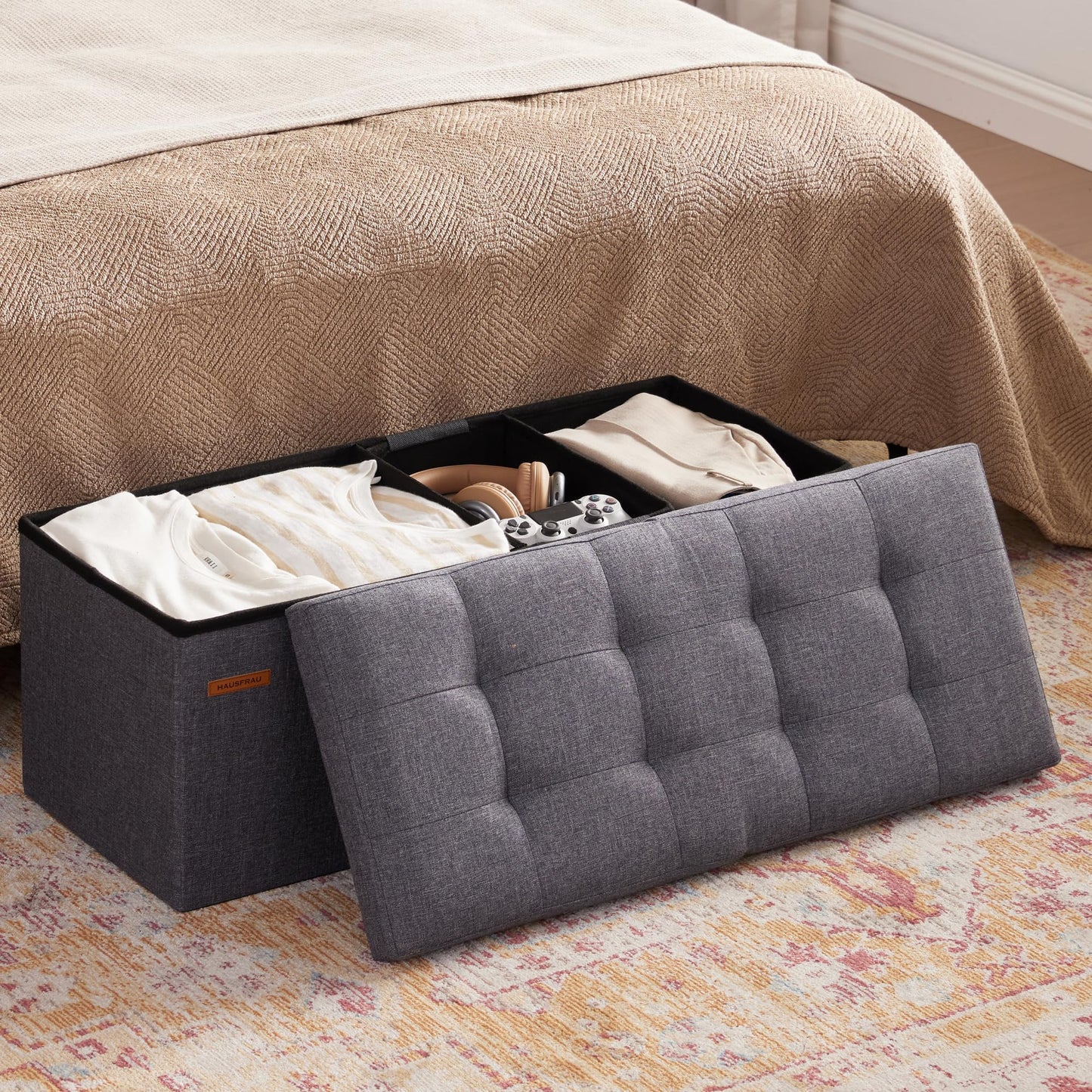 HAUSFRAU 31.5" Storage Ottoman Bench