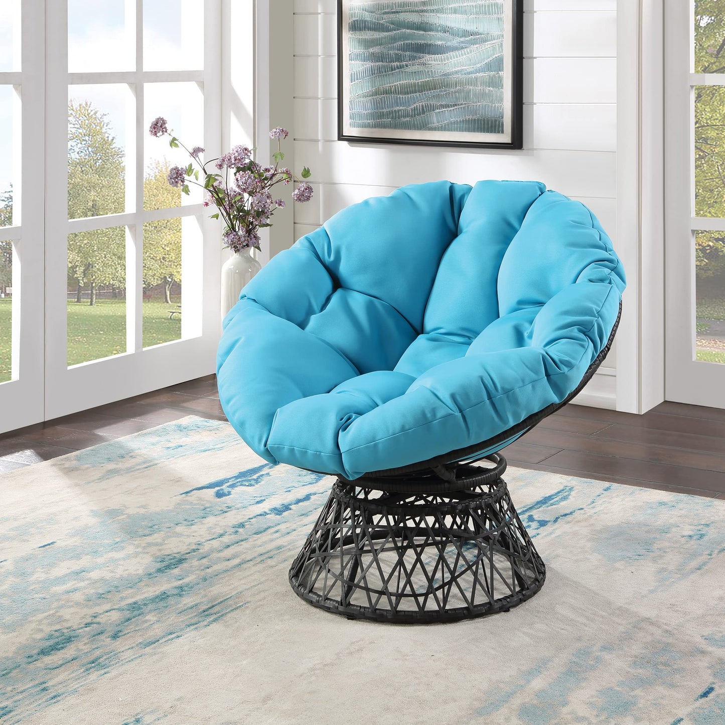 OSP Swivel Papasan Chair White