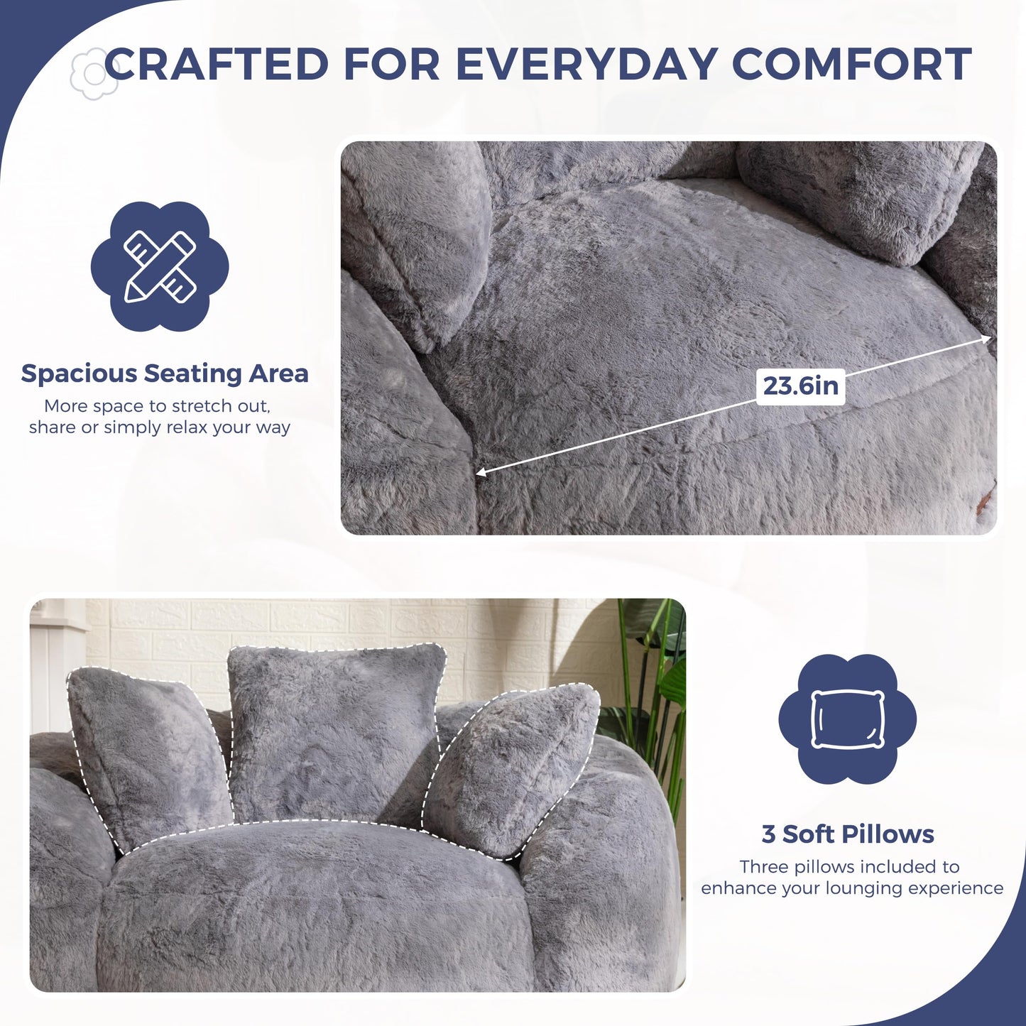 MAXYOYO Floral Bean Bag Chair – Beige