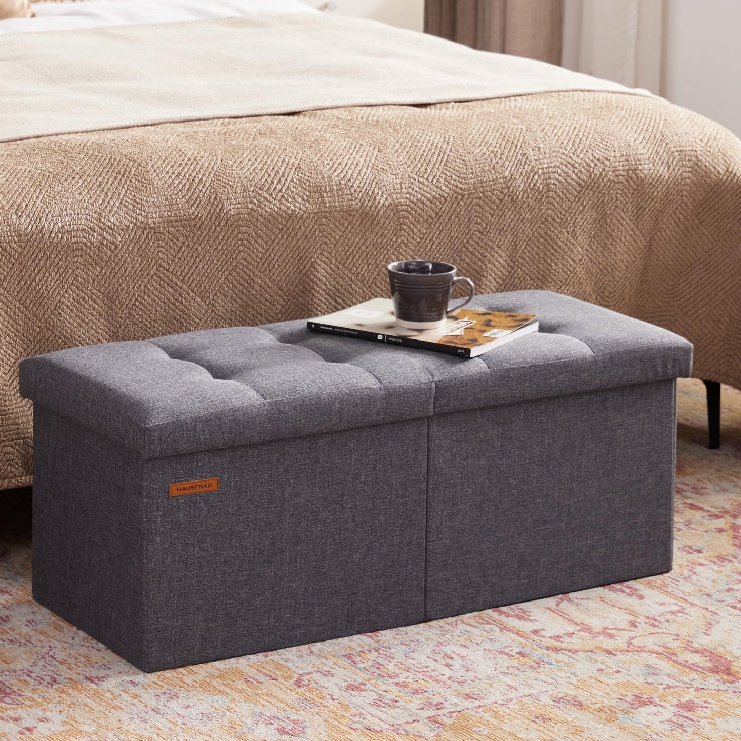 HAUSFRAU 31.5" Storage Ottoman Bench