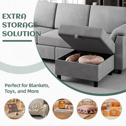 Vongrasig 79" L-Shaped Sofa, Grey