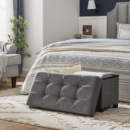 SONGMICS Foldable Storage Ottoman Bench, 15"x43"x15.7"