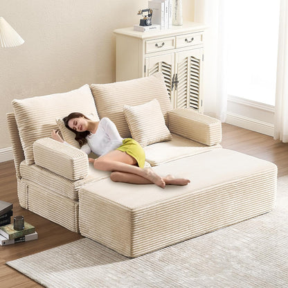 59" Chaise Lounge Sofa with Ottoman